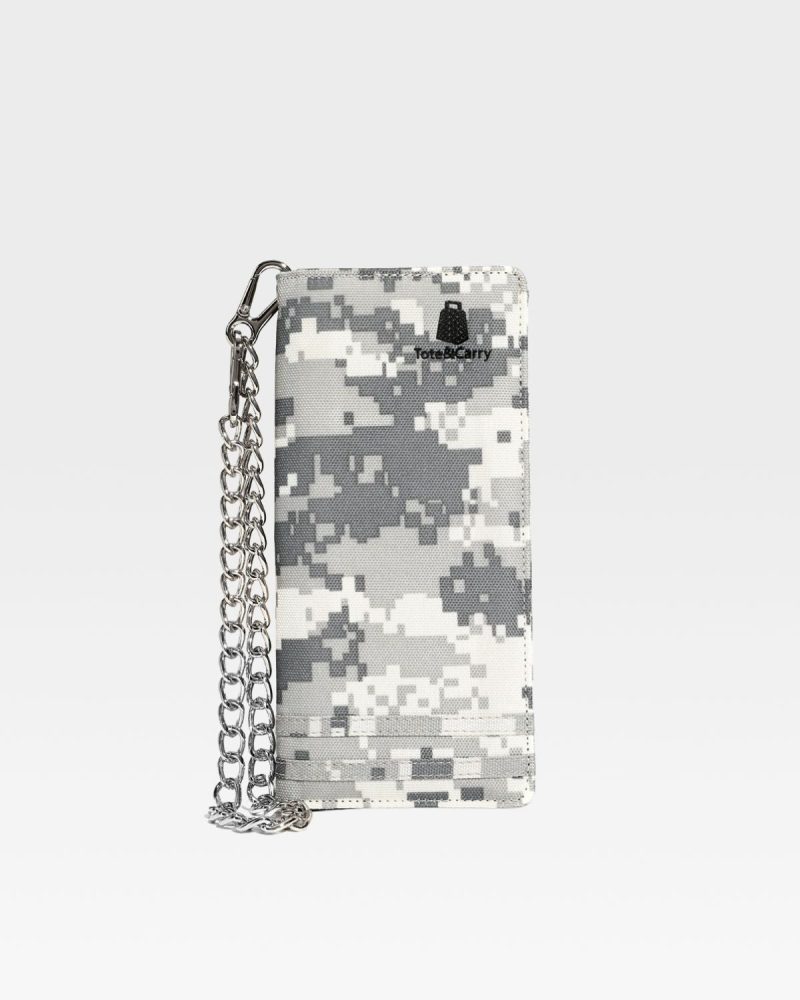 biker chain wallet in grey digital camouflage wallet men