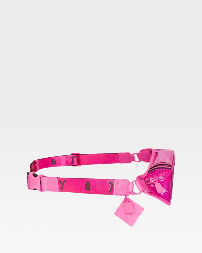 clear mini fanny pack in neon pink fanny pack women 3