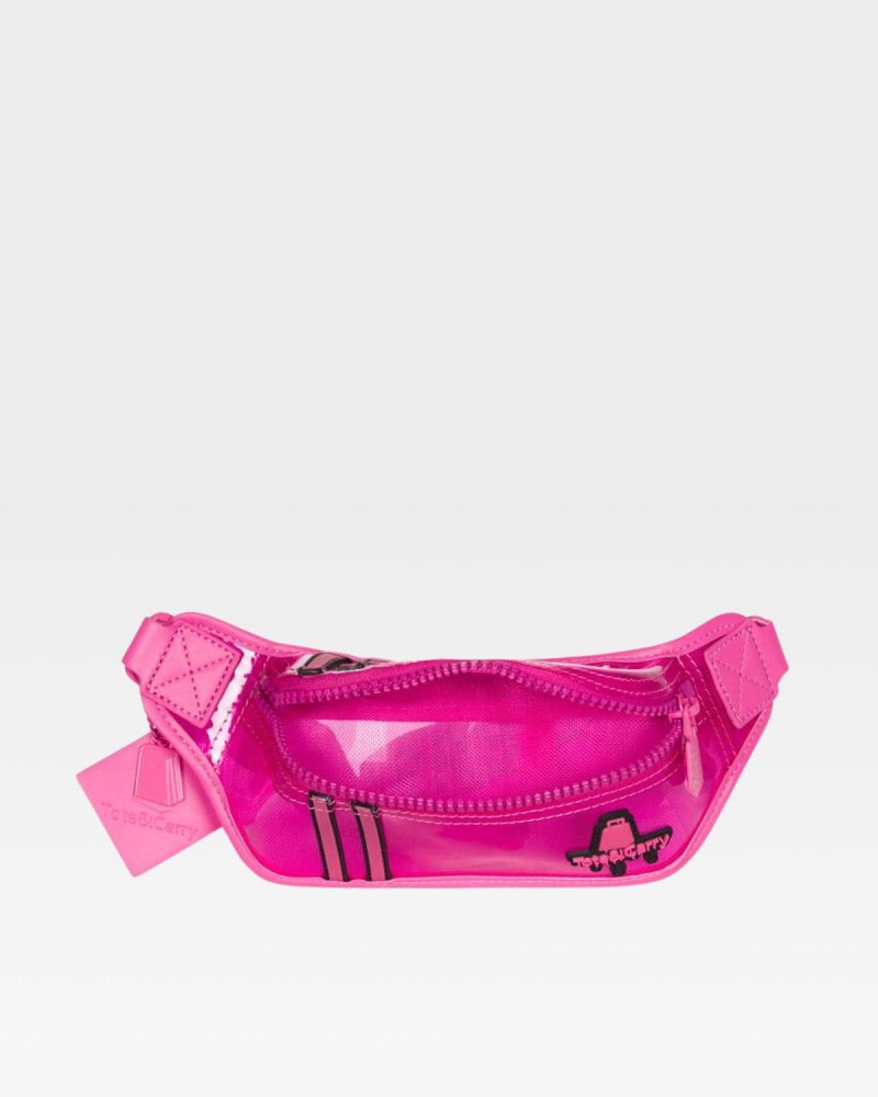 clear mini fanny pack in neon pink fanny pack women 4