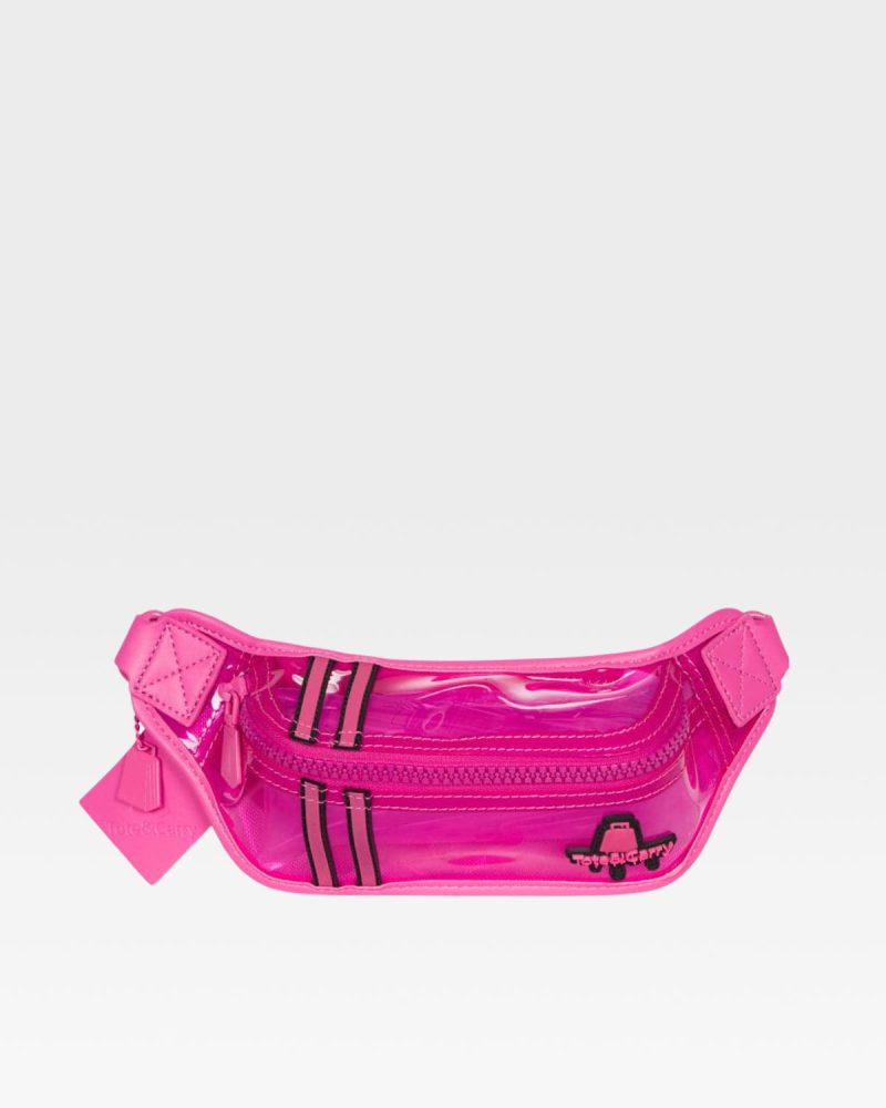 clear mini fanny pack in neon pink fanny pack women