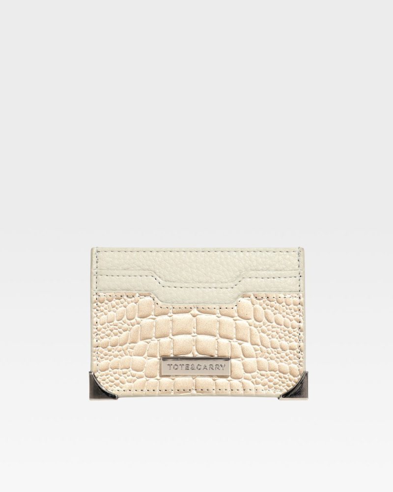 croc card holder wallet in beige wallet men