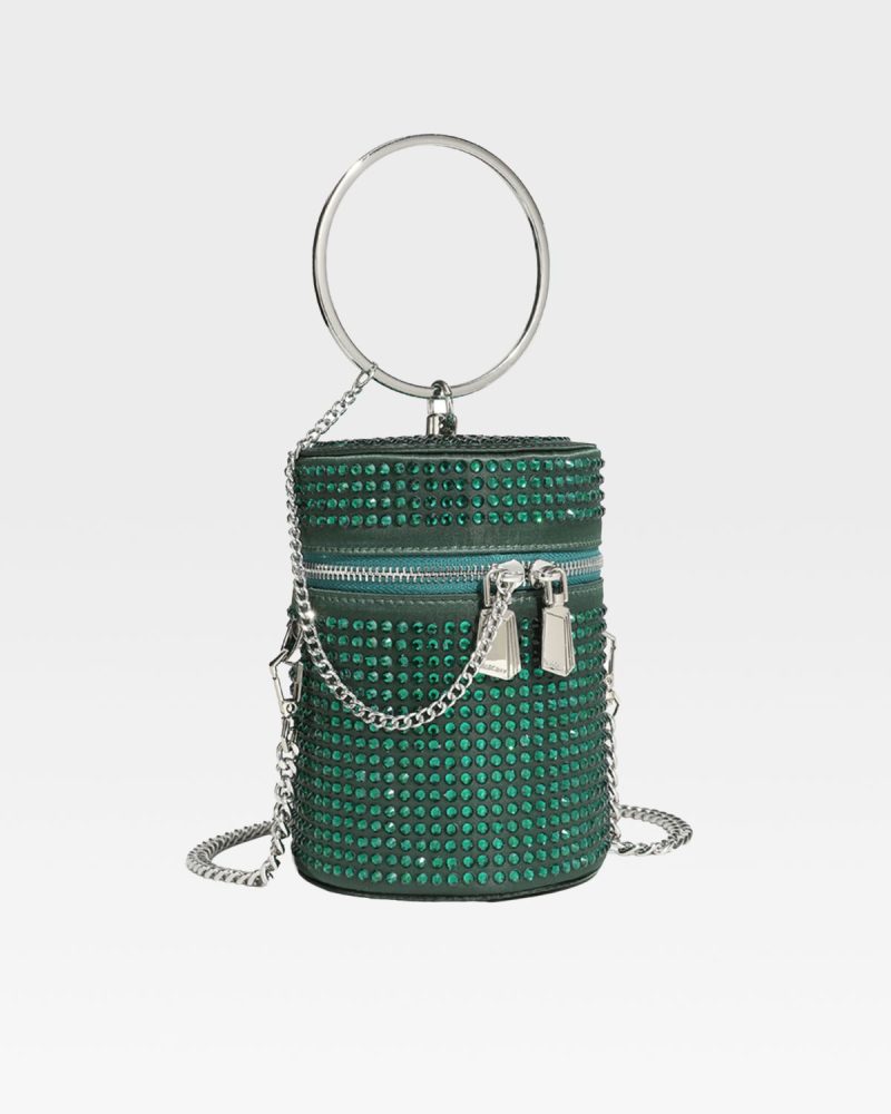 crystal mini barrel bag in green purse women 2