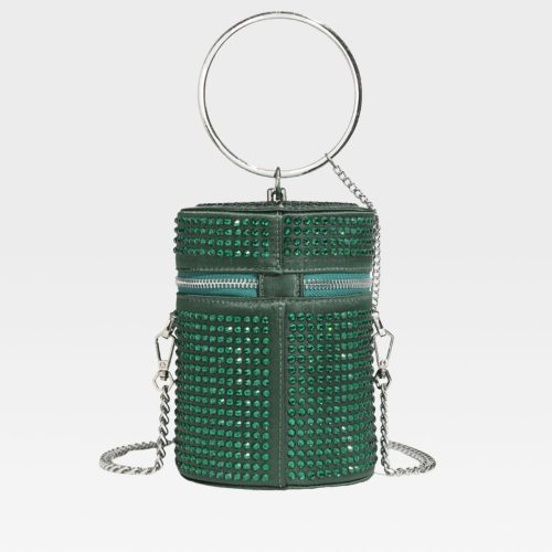 crystal mini barrel bag in green purse women 3