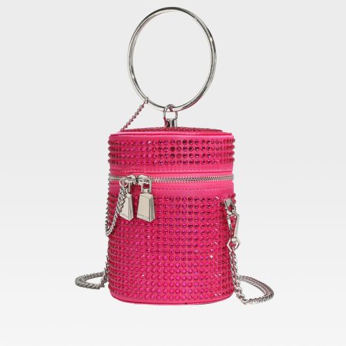 crystal mini barrel bag in pink purse women 3