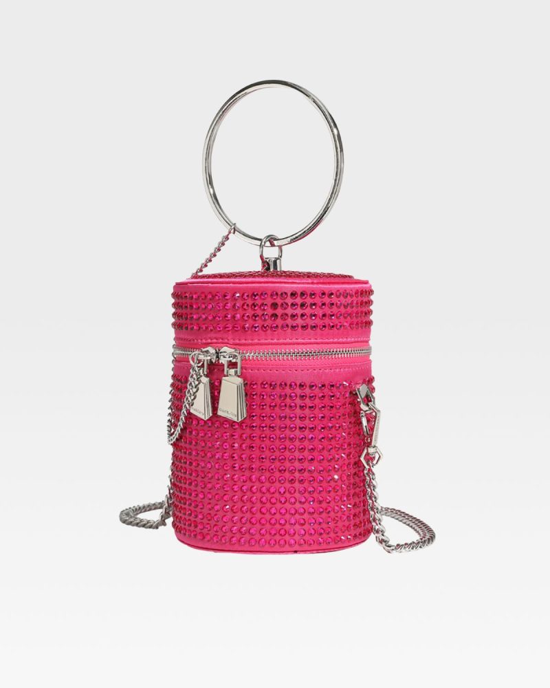 crystal mini barrel bag in pink purse women 3