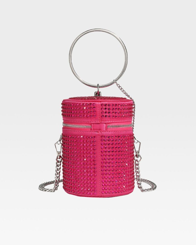 crystal mini barrel bag in pink purse women 4