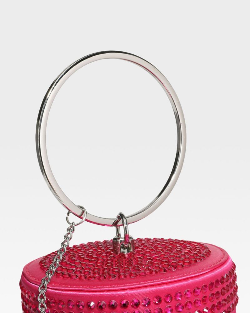 crystal mini barrel bag in pink purse women 9