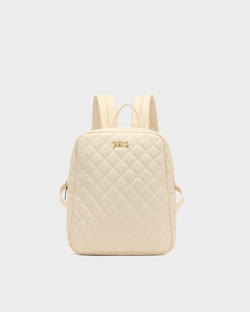 diamond stitch backpack in beige backpack women