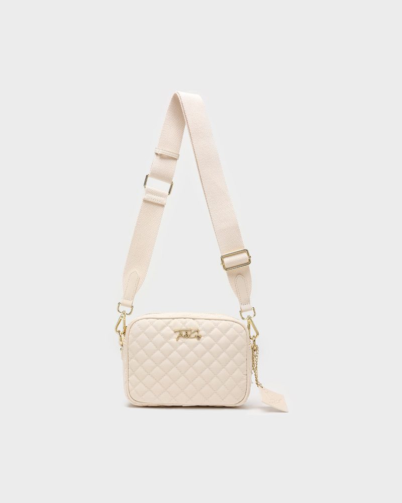 diamond stitch messenger bag in beige crossbody bag women