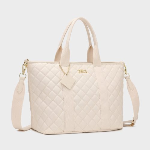 diamond stitch tote bag in beige tote bag women 2