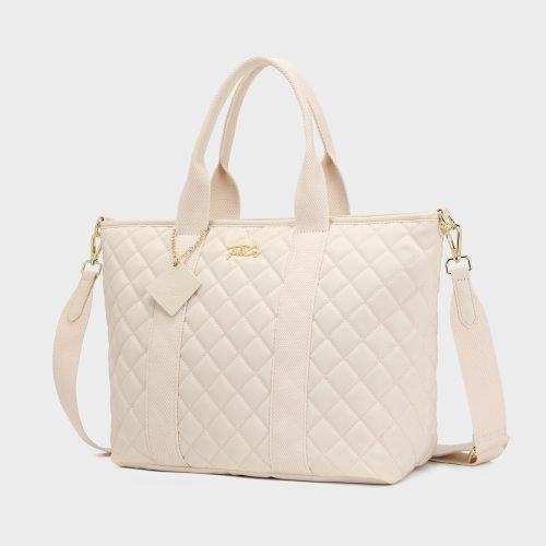 diamond stitch tote bag in beige tote bag women 3