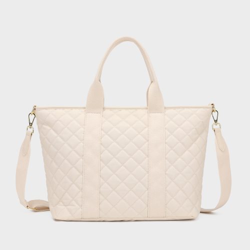 diamond stitch tote bag in beige tote bag women 4