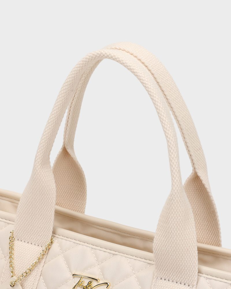 diamond stitch tote bag in beige tote bag women 7