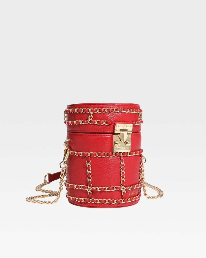 evening mini barrel bag in red purse women 2