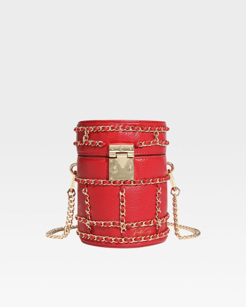 evening mini barrel bag in red purse women