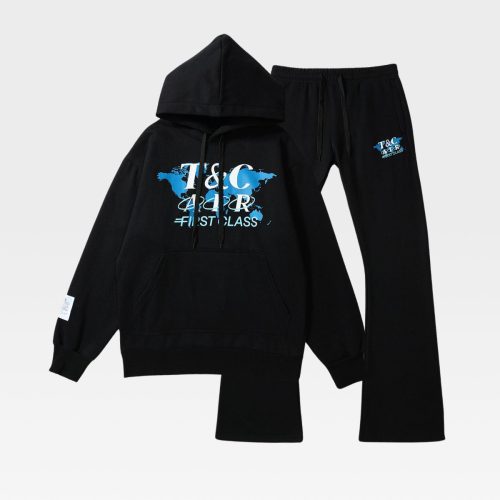 First Class Hoodie & Sweats Set in Black