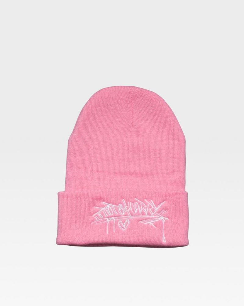 graffiti print beanie in pink hat totecarry