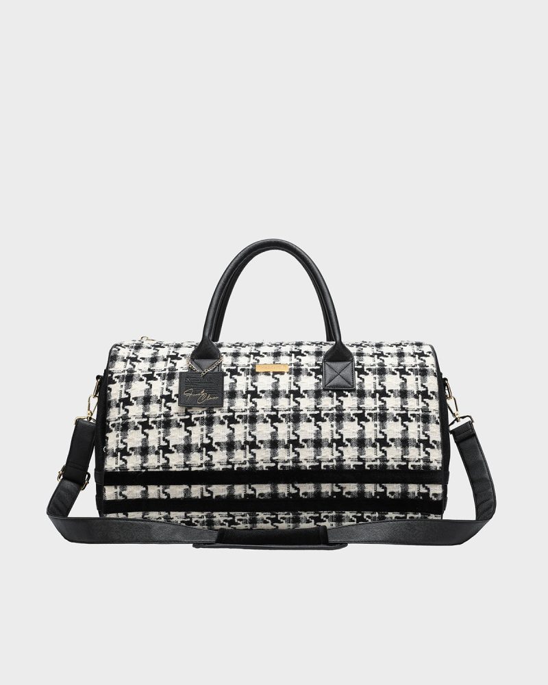 houndstooth duffle bag in black white duffle bag totecarry