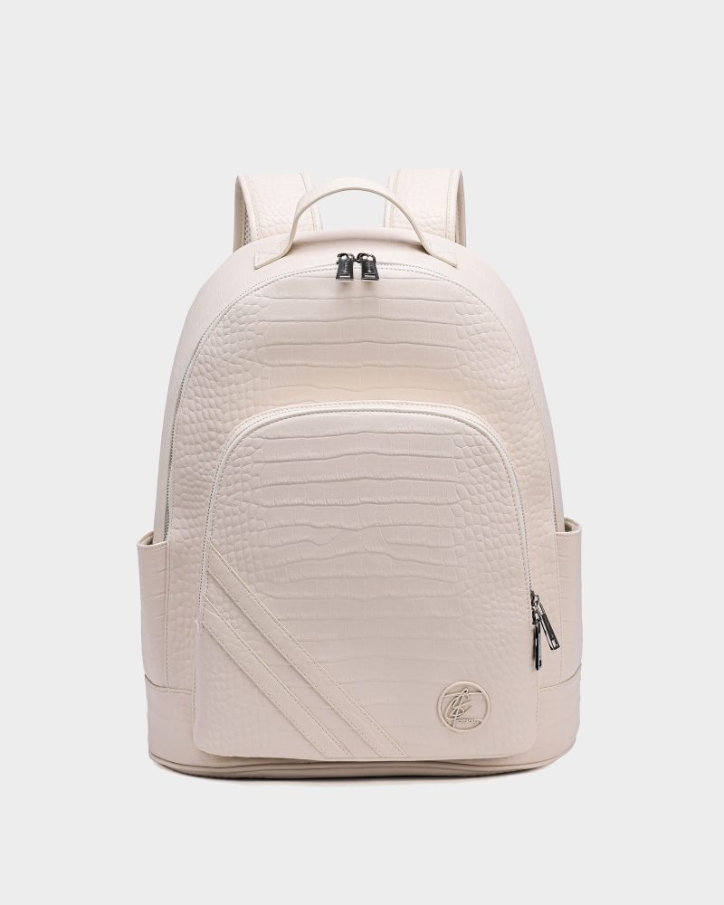 leather backpack in cream white backpack men