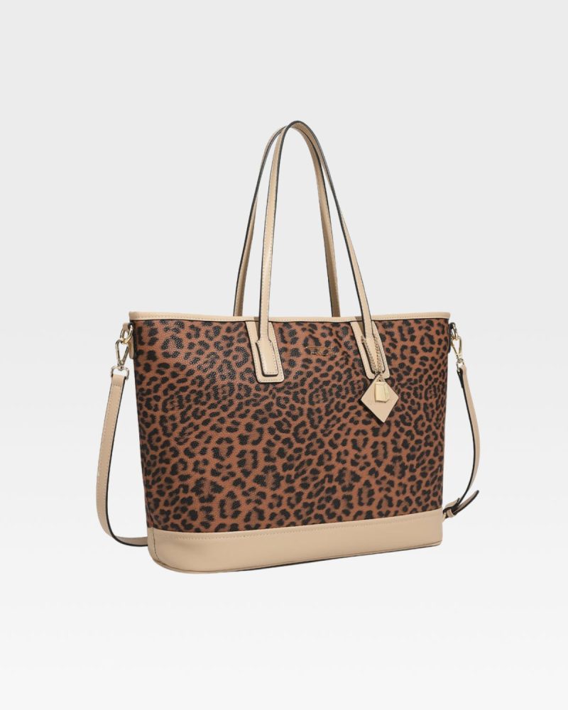 leopard print tote bag in beige tote bag women 2