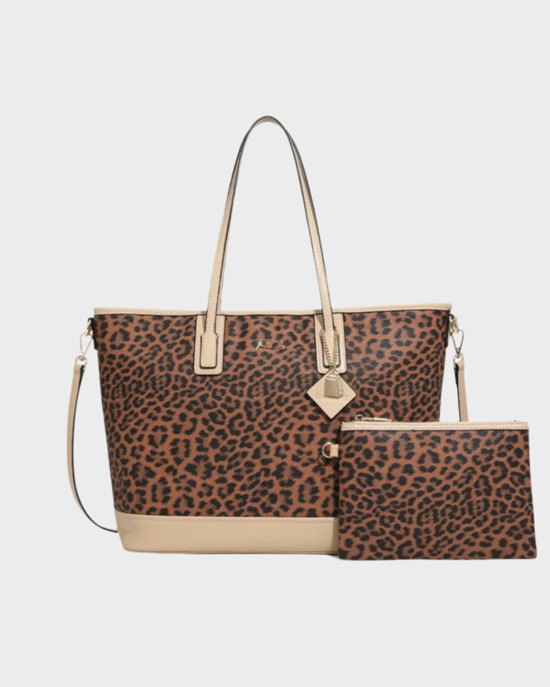 leopard print tote bag in beige tote bag women