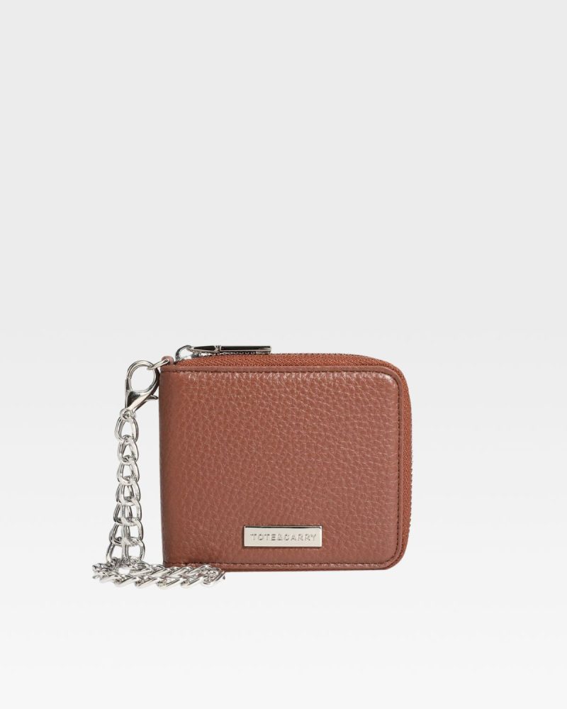 mini chain wallet in brown wallet men