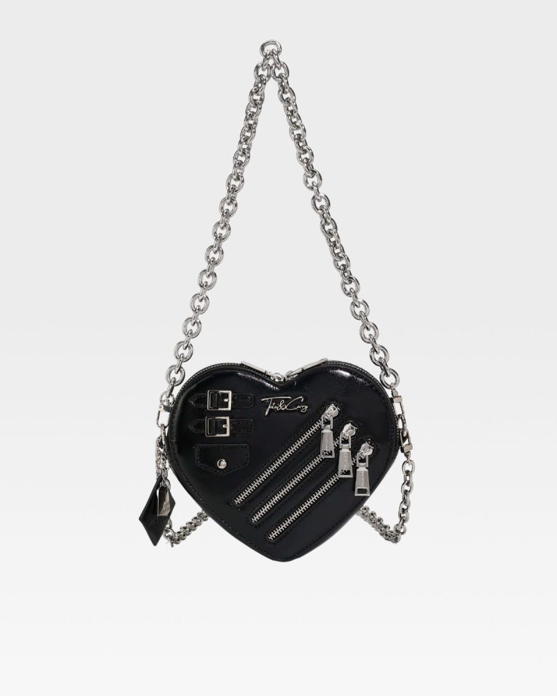 mini heart novelty bag in black crossbody bag women