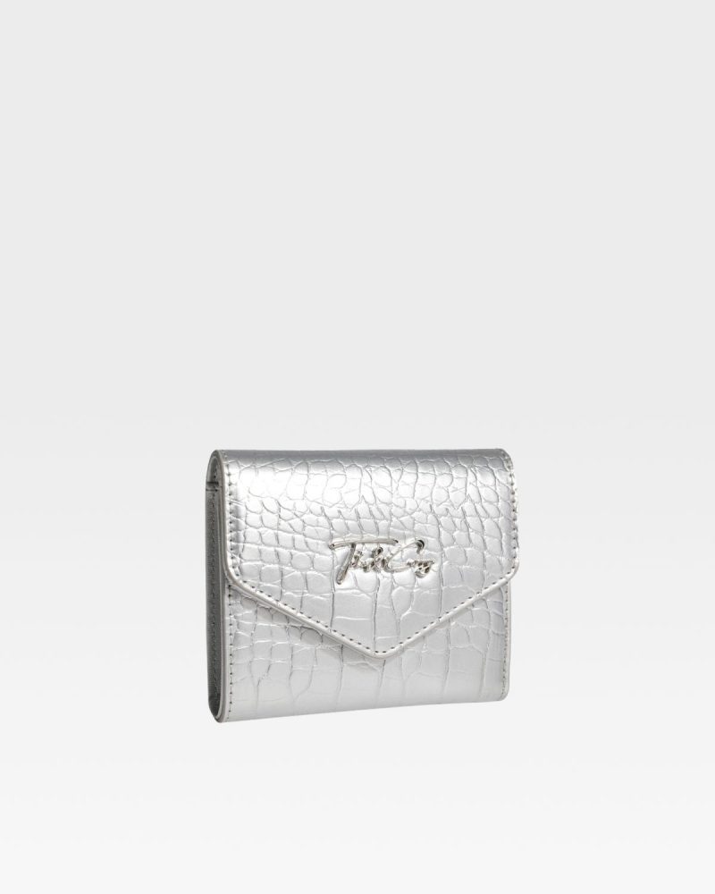 mini leather wallet in silver wallet women 2