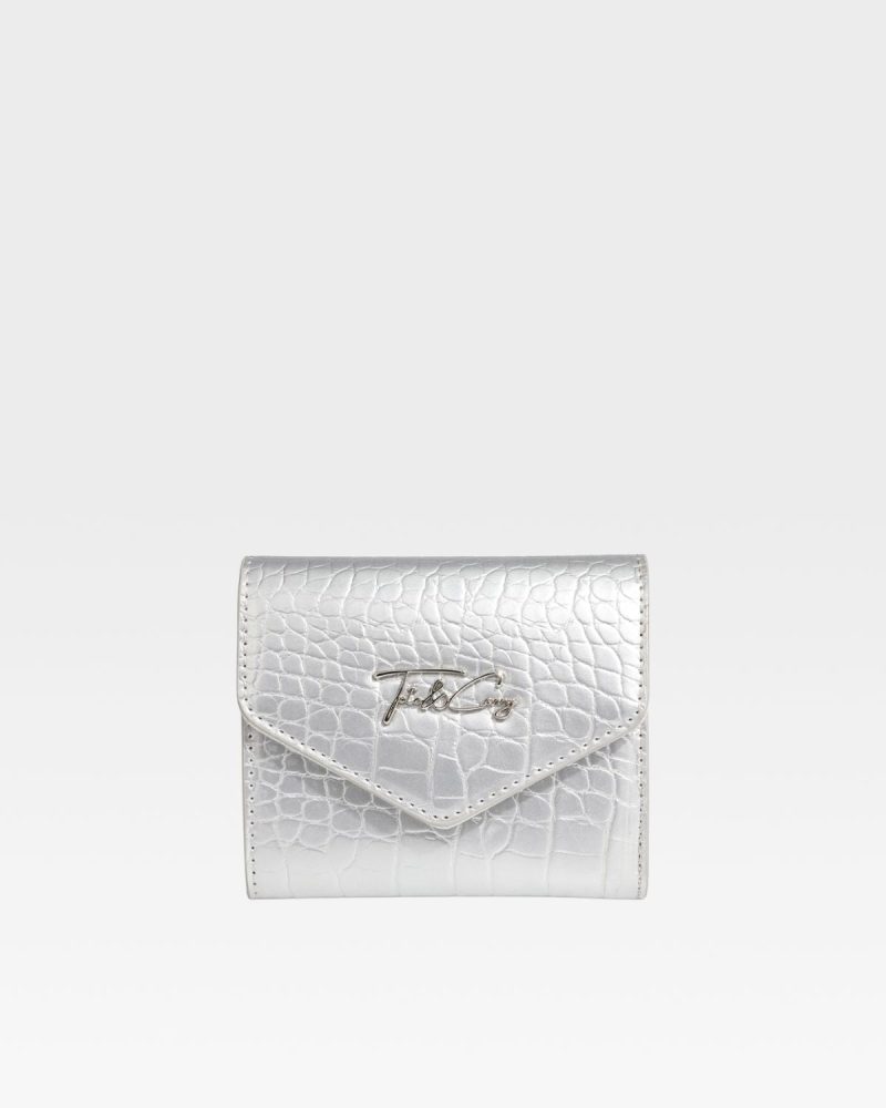 mini leather wallet in silver wallet women