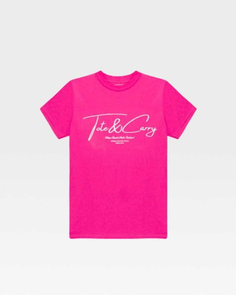 Neon Pink Tote&Carry "Where Travel Meets Luxury" Tee