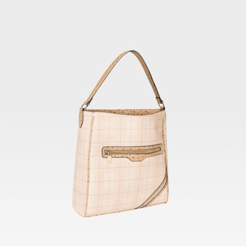 plaid mini tote bag in beige tote bag women 2