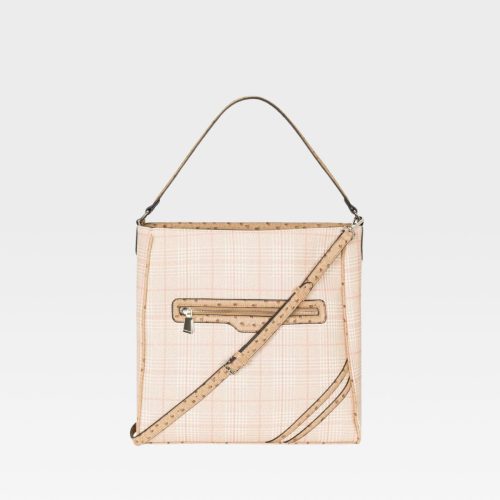 plaid mini tote bag in beige tote bag women 3