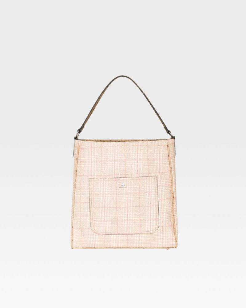 plaid mini tote bag in beige tote bag women 4