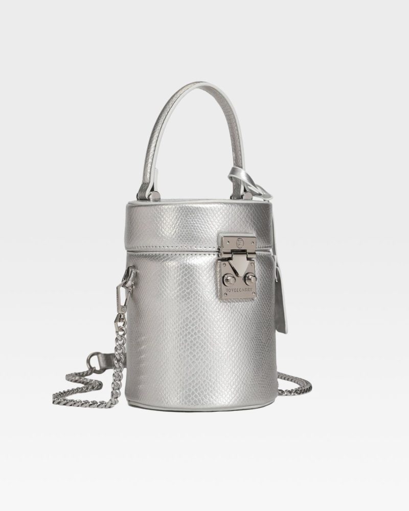 py mini barrel purse in silver tote bag women 2