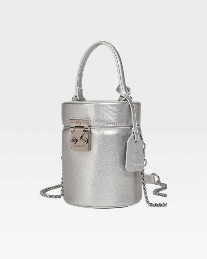 py mini barrel purse in silver tote bag women 3