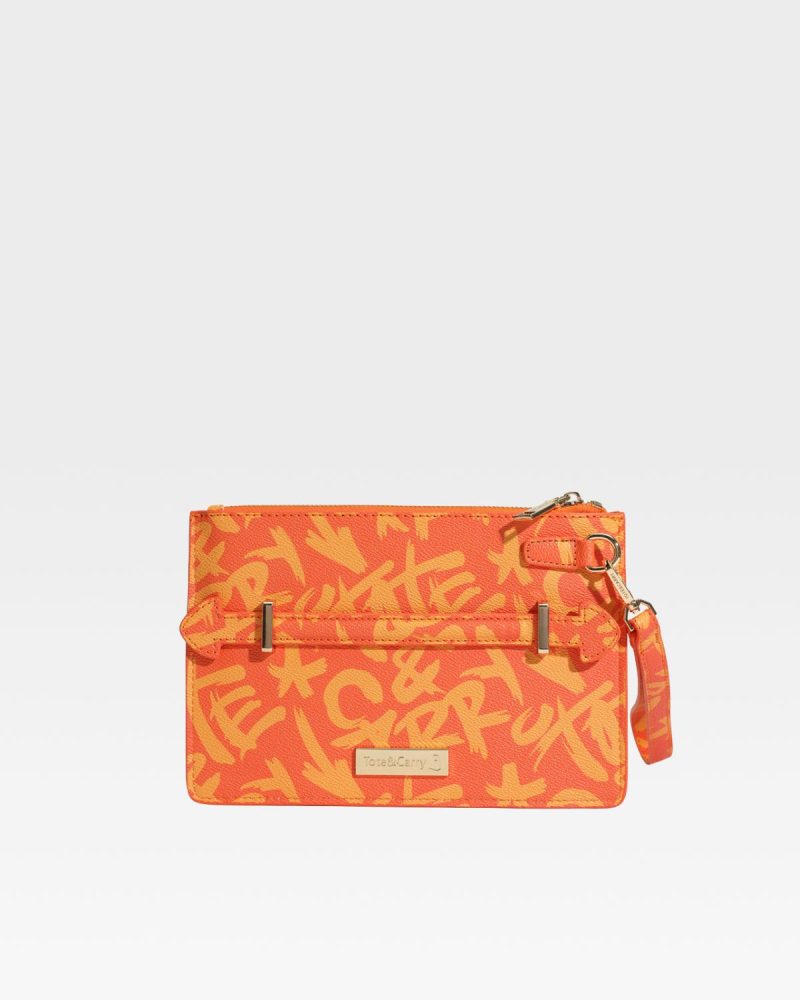 totecarry clutch bag in orange purse women