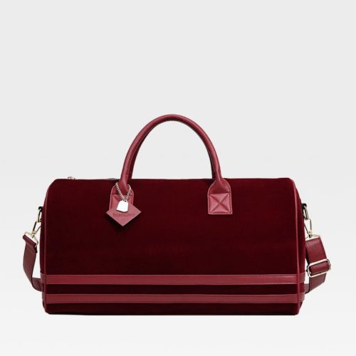 Velour Duffle in Burgundy