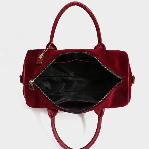 velour duffle in burgundy duffle bag totecarry 8