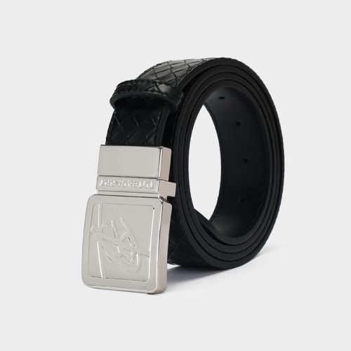 Woven Leather Belt in Black