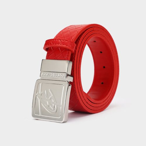 Woven Leather Belt in Red