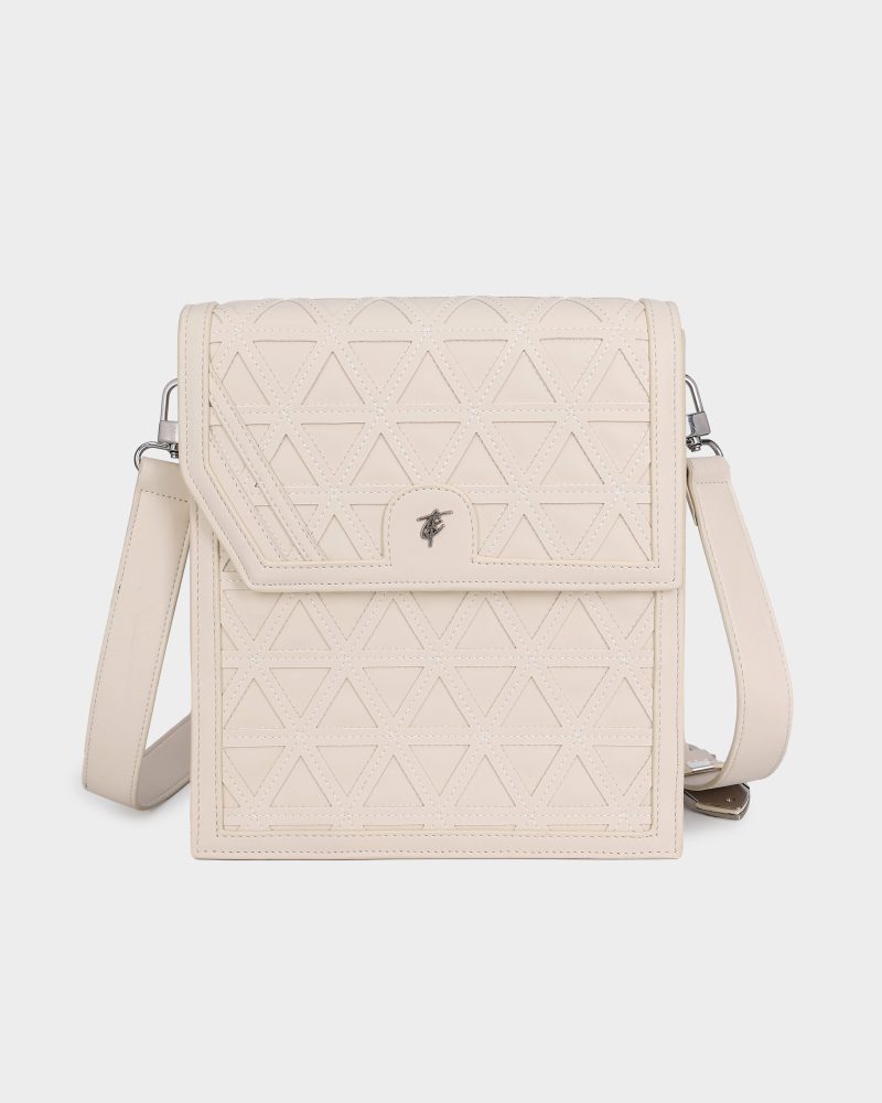 woven messenger bag in cream white messenger bag men